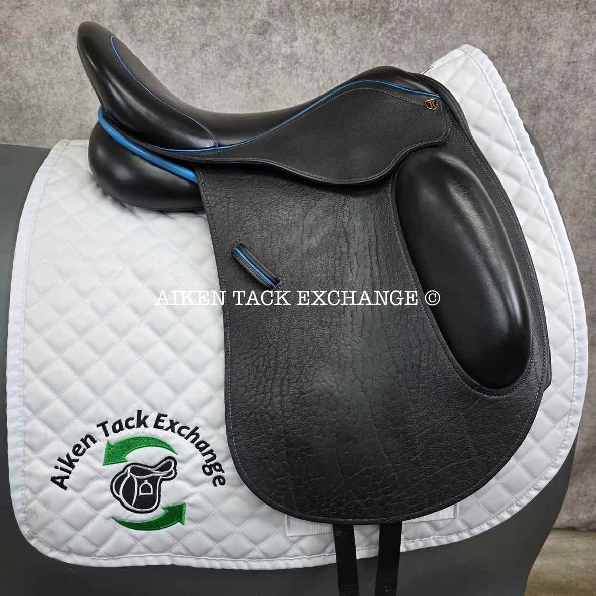 2022 Fluff's Saddlery Dressage Saddle, 17" Seat, Medium Wide Tree, Wool Flocked Panels with Shoulder Relief, Buffalo Leather