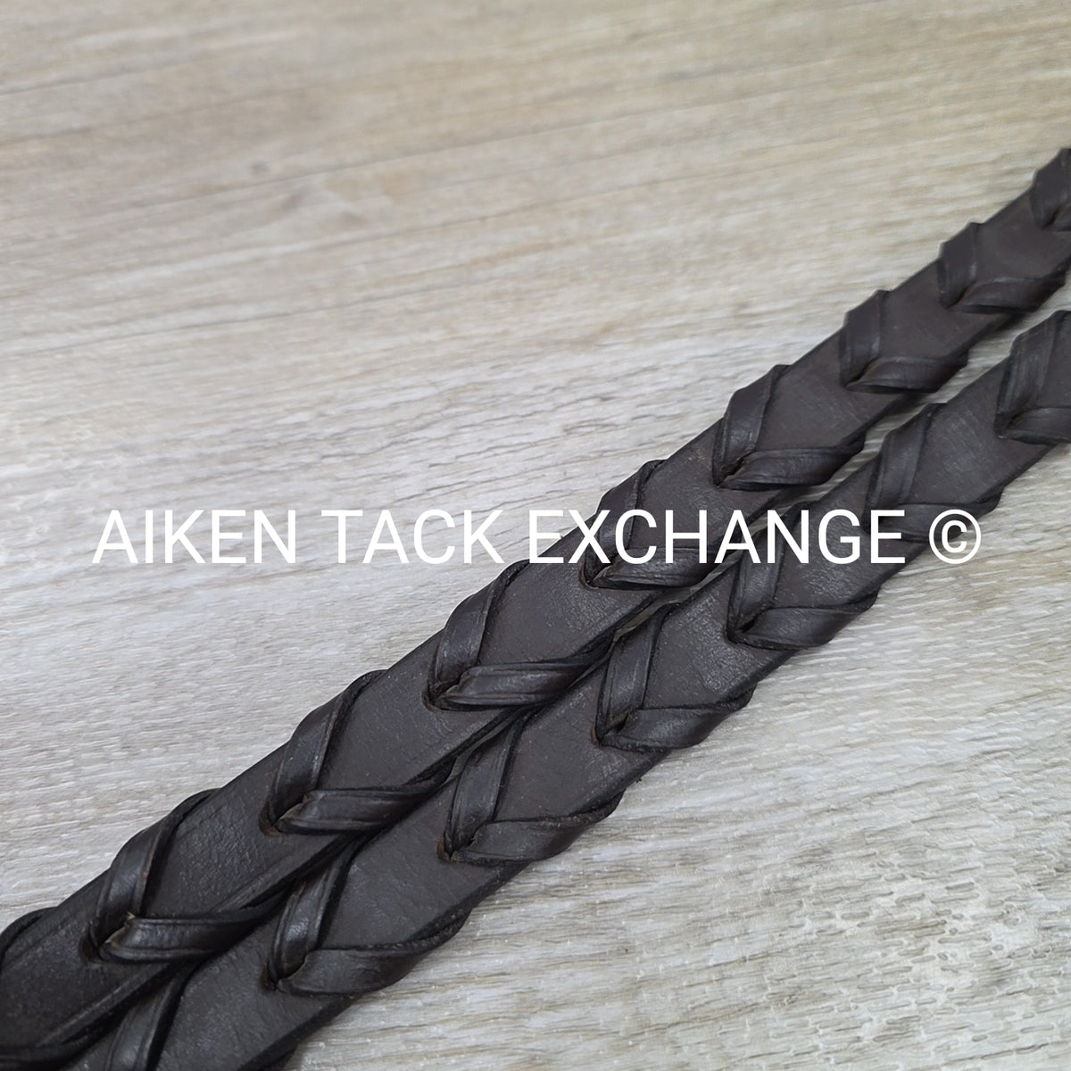 Flat Laced Reins, Brown, 56"