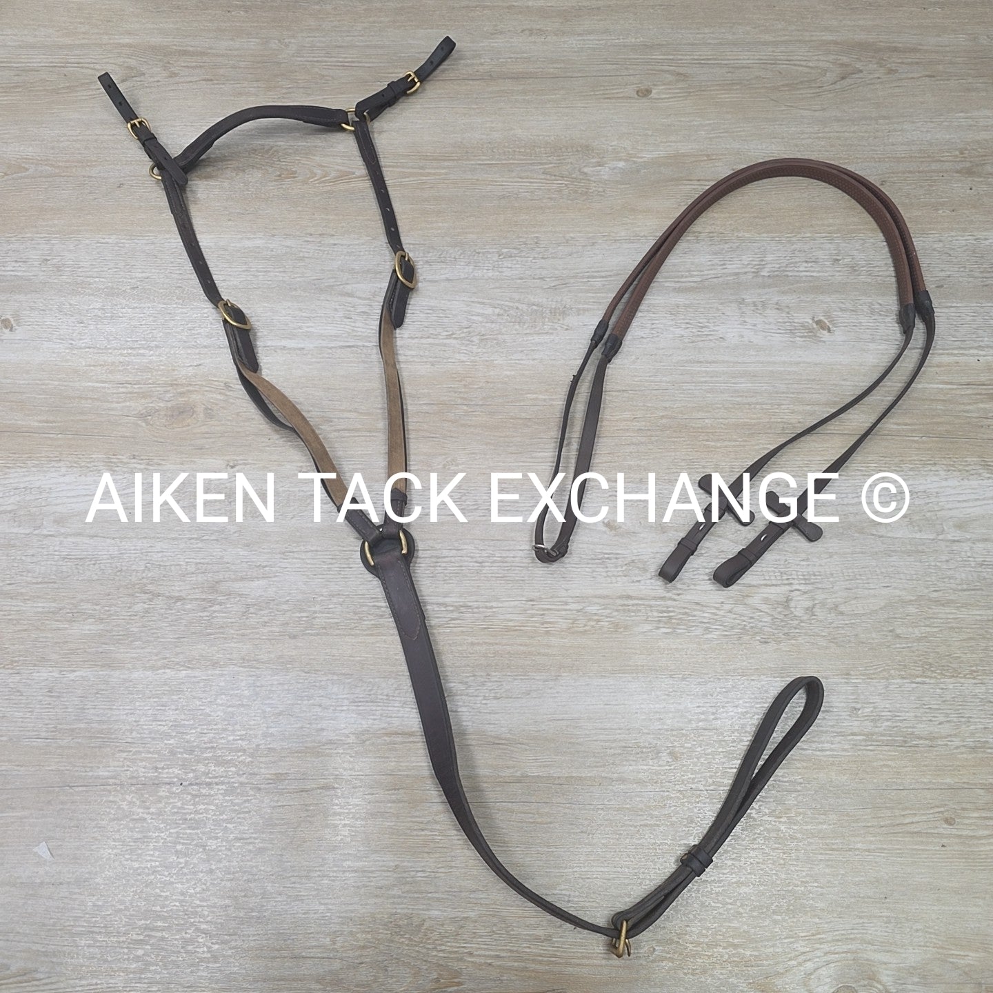 BARGAIN BUNDLE: Nunn Finer Elastic Breastplate & ExionPro Rubber Reins, Brown, S