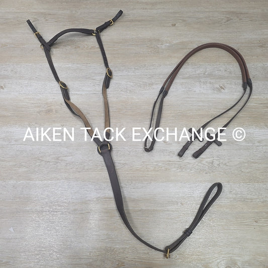 BARGAIN BUNDLE: Nunn Finer Elastic Breastplate & ExionPro Rubber Reins, Brown, S
