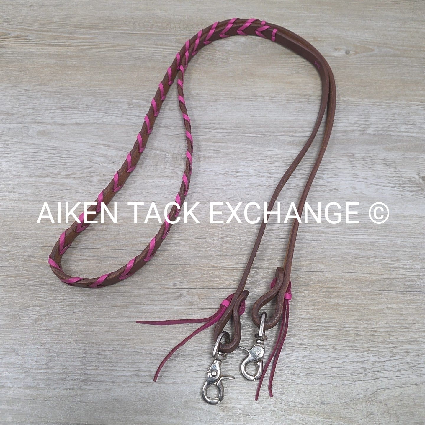 Rafter T Ranch Company Pink Plaited Browband Headstall with Matching Reins