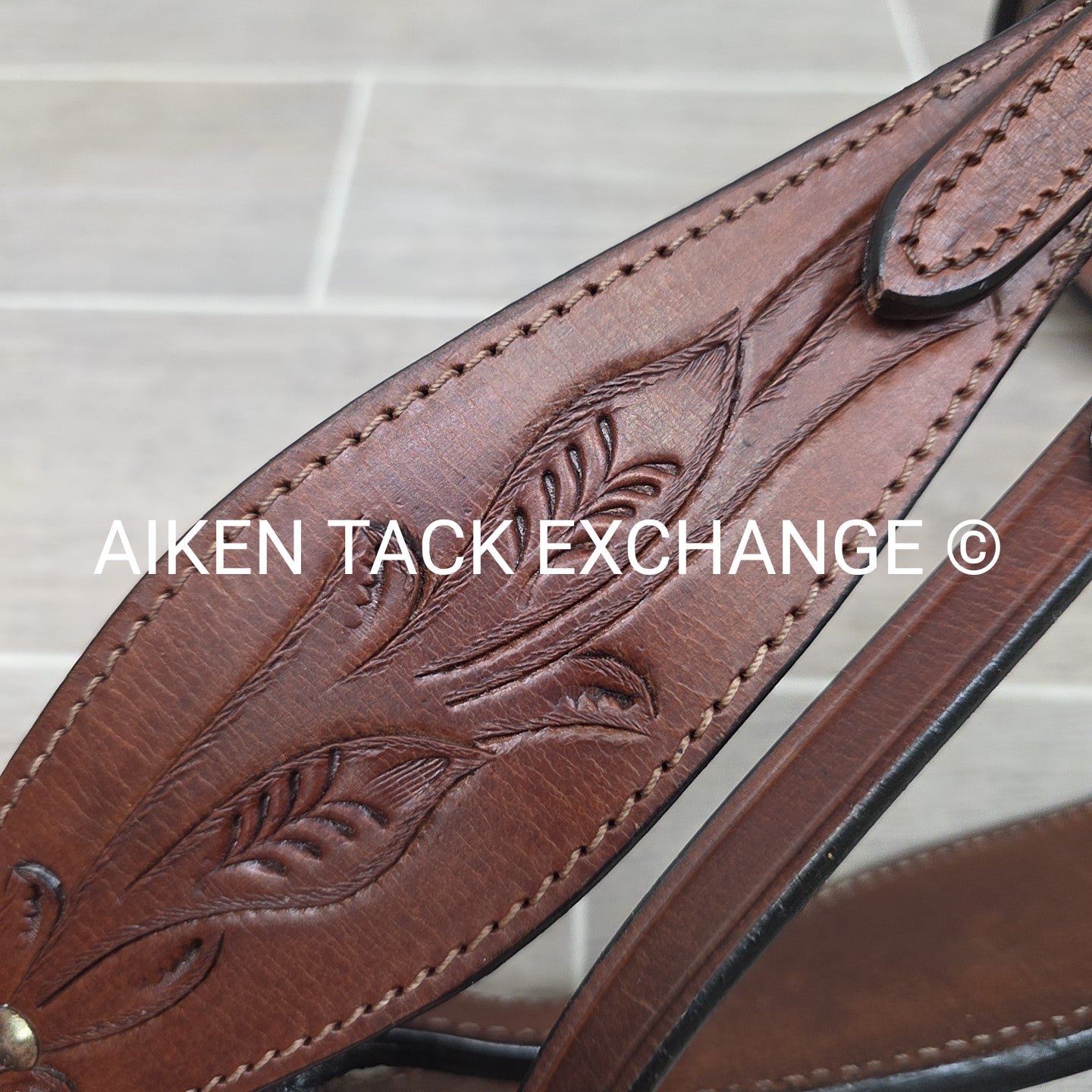 Tooled Leather Western Bridle, Size Draft