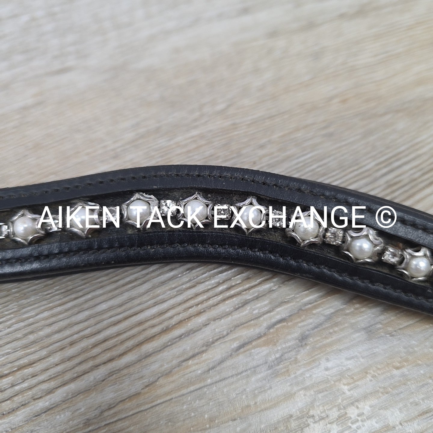 Curved Padded Bling Browband, Black, 17"