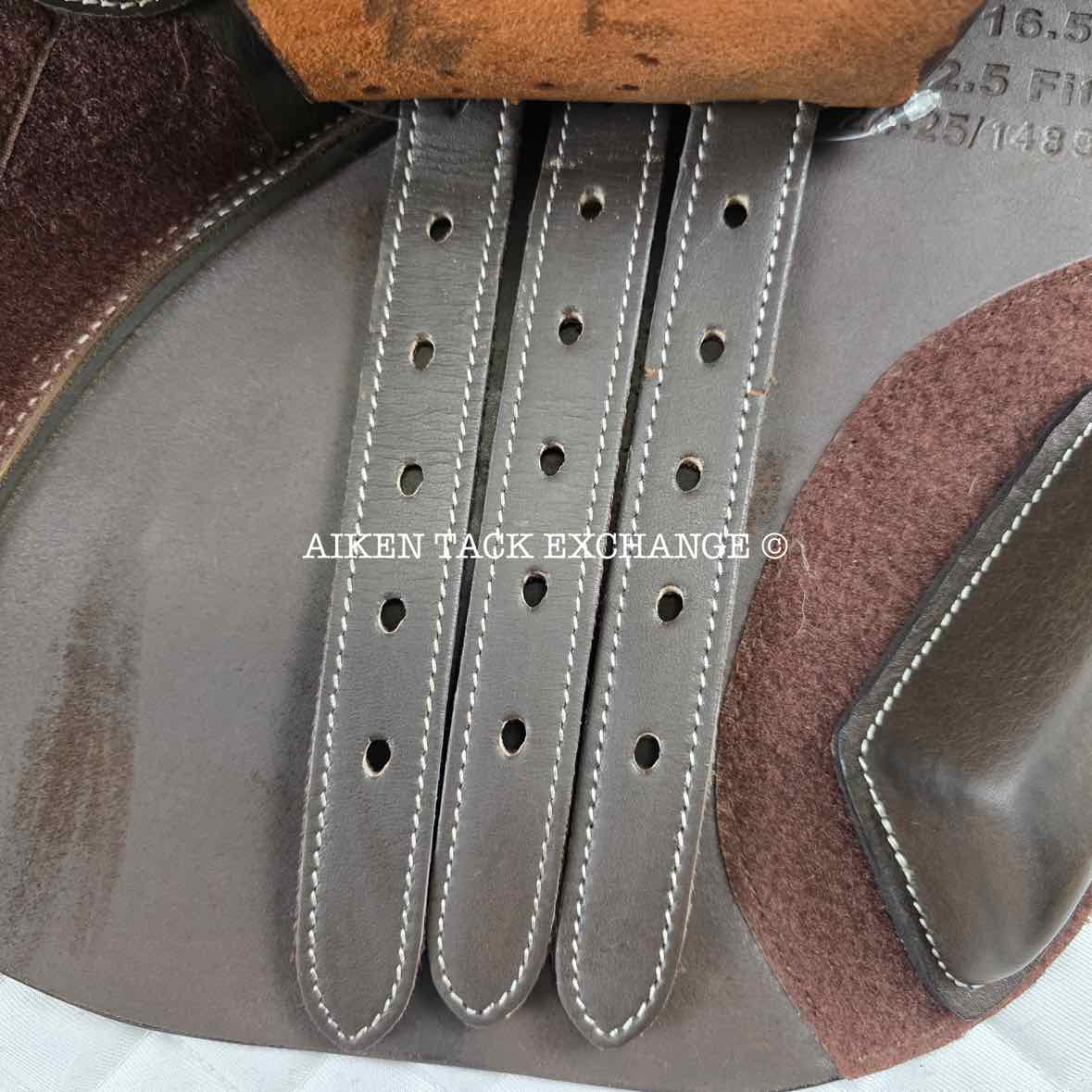 HDR - Henri de Rivel Synergy Close Contact Jump Saddle, 16.5" Seat, Adjustable Tree - Changeable Gullet, Wool Flocked Panels