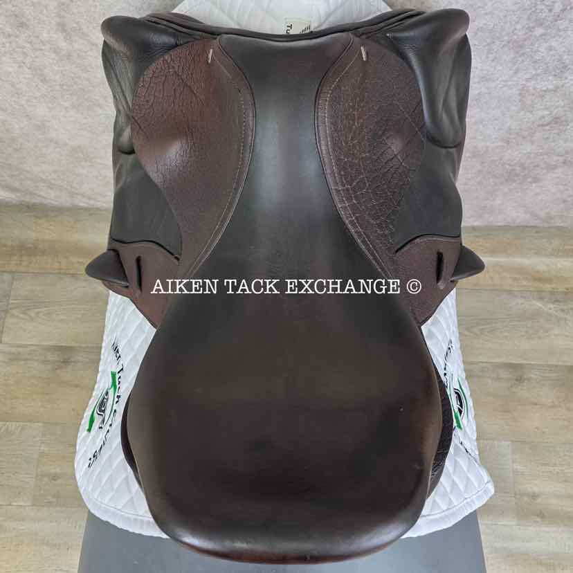 **SOLD** 2015 Custom Saddlery Monte Carlo Monoflap Jump Saddle, 18" Seat, Adjustable Tree, Wool Flocked Panels