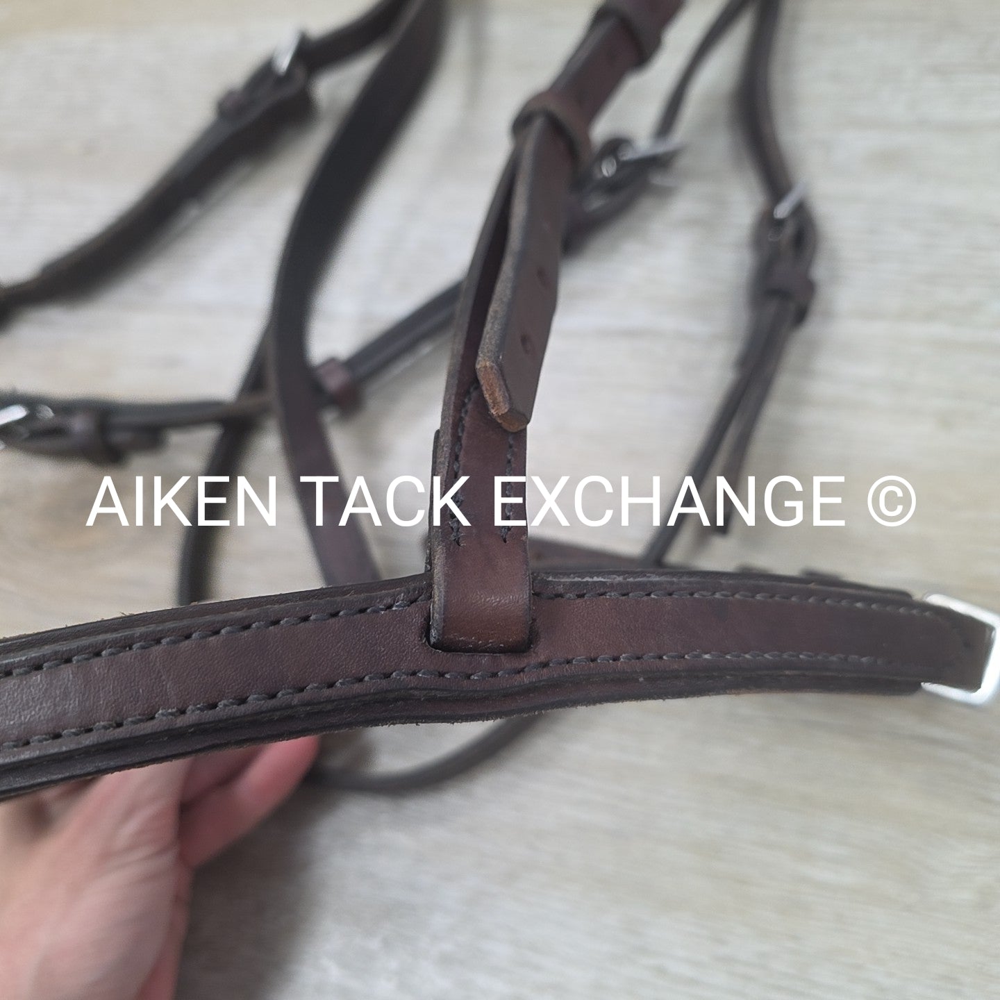 Plain Raised Heavy Duty Bridle, No Reins, Brown, Oversize