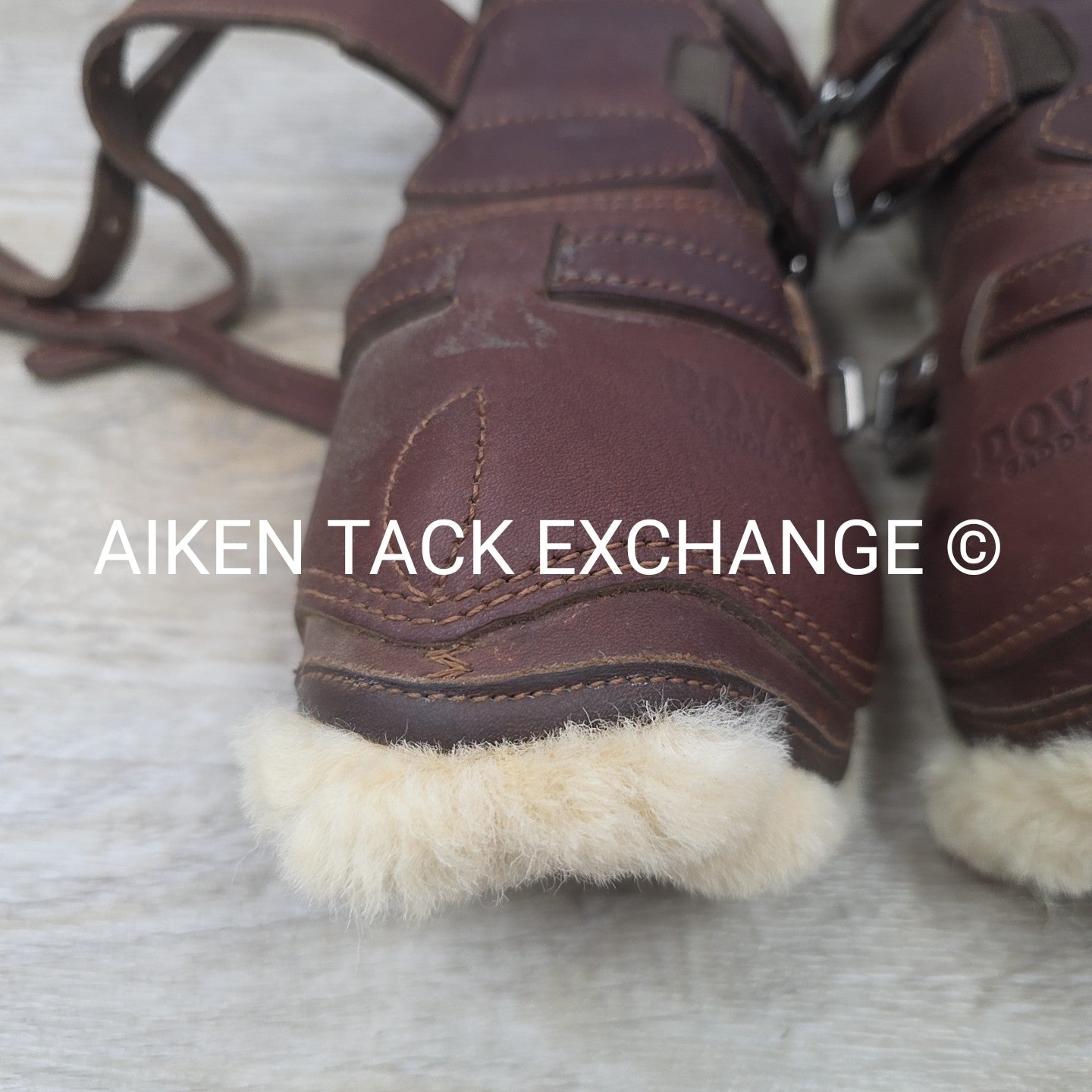 Dover Saddlery Leather Open Front Sheepskin Lined Boots, Size Medium