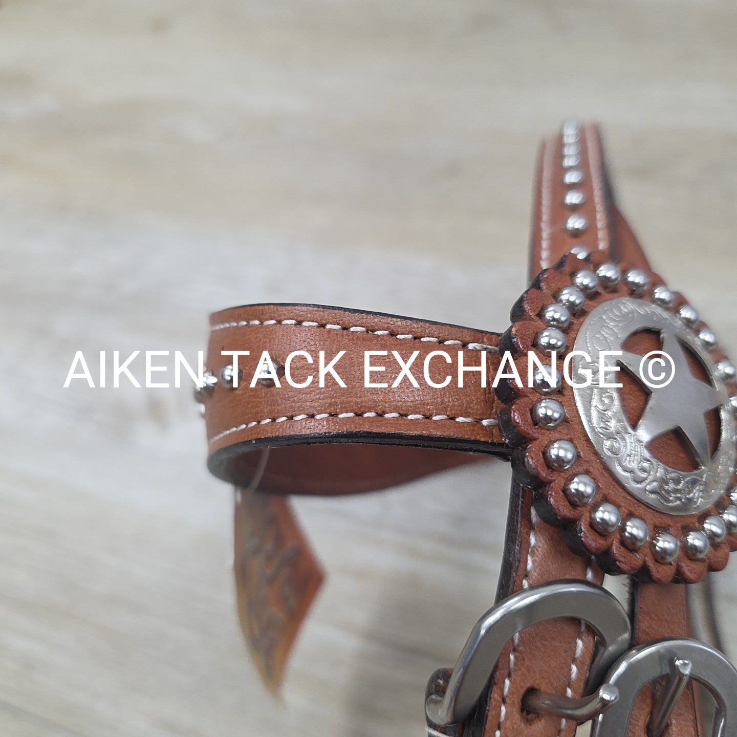 Royal King Browband Headstall with Hair Overlay, Brown, Size Full