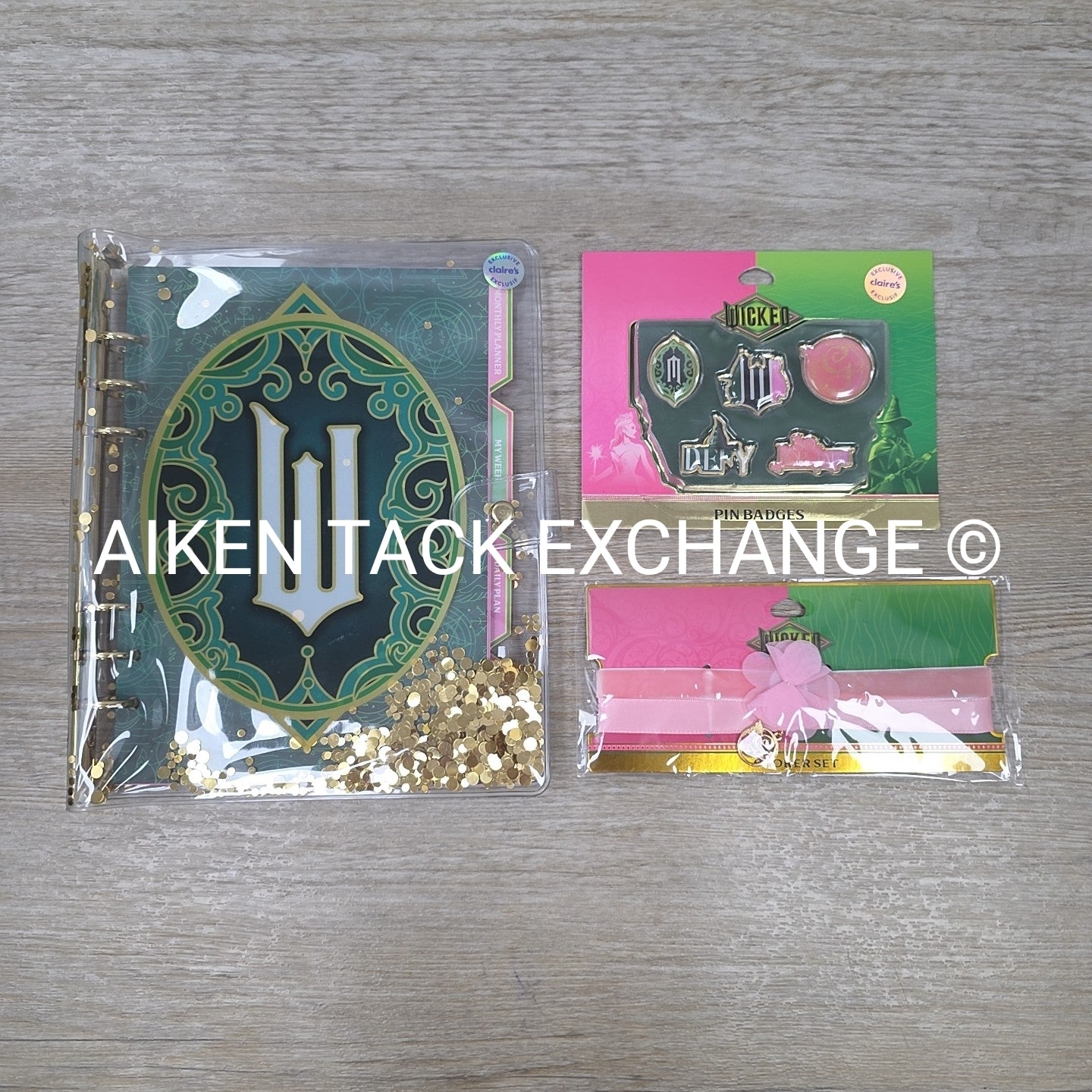 Claire's Wicked Bundle: Shaker Planner, Pin Badges, Choker Necklace Set