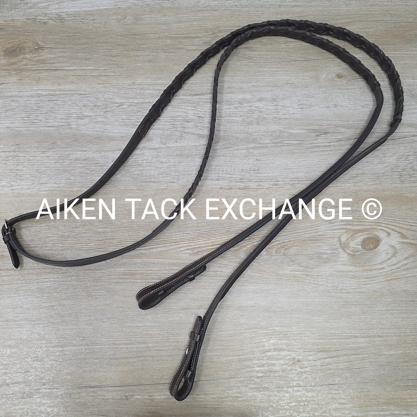KL Select Black Oak Fancy Stitched Square Raised Laced Reins, Brown, 55"