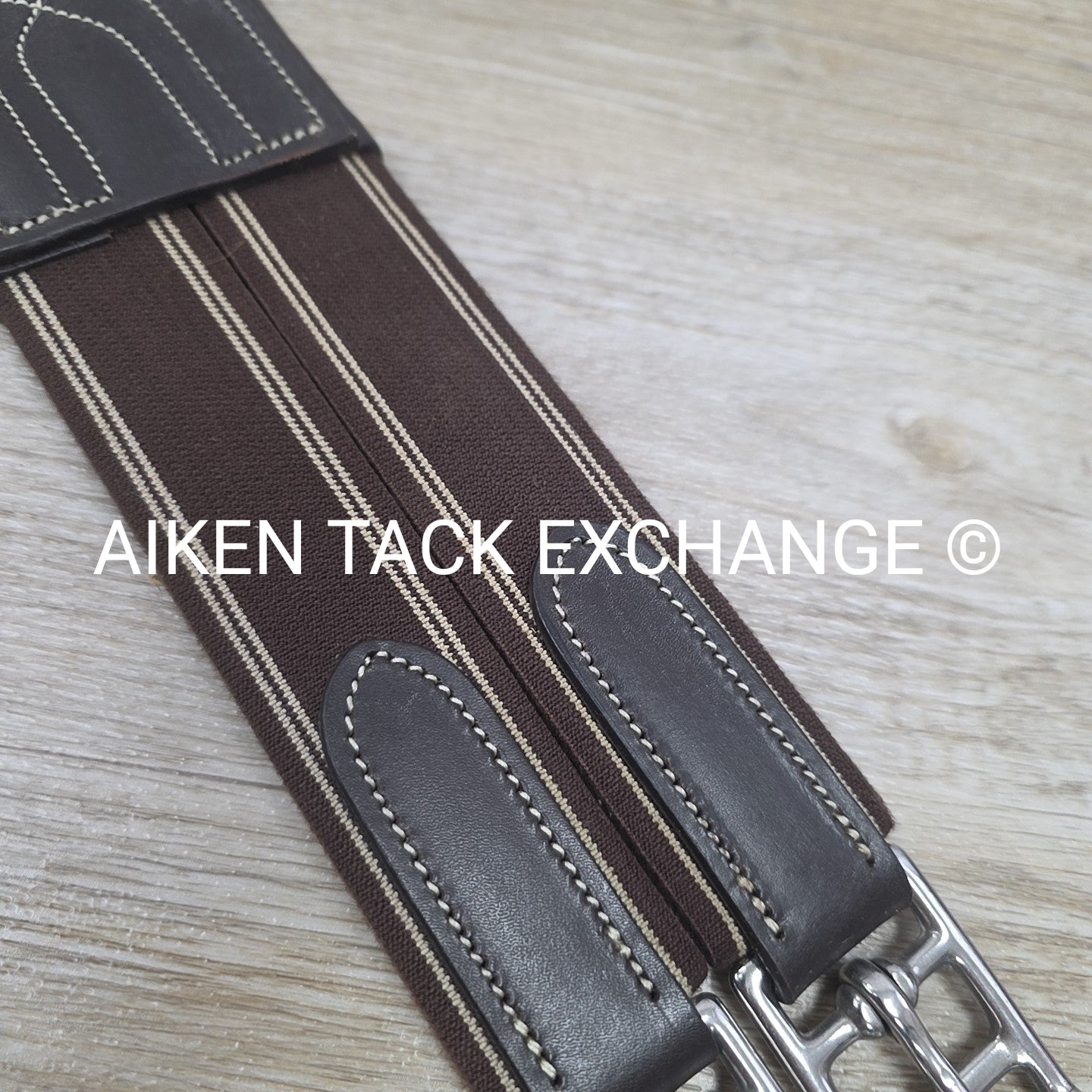 Fancy Stitched Girth with Double End Elastic, Brown, 48"