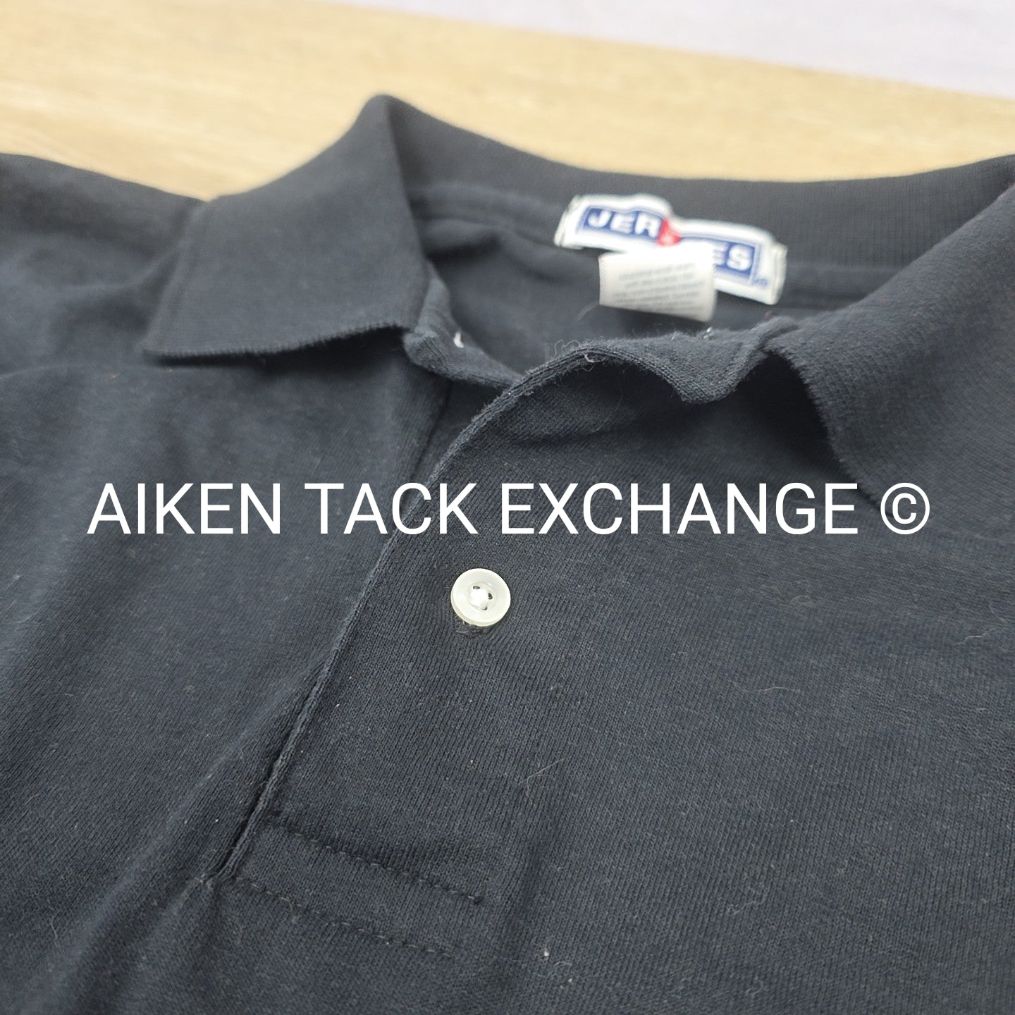 Black Country Long Sleeve Collared Top, Size Medium