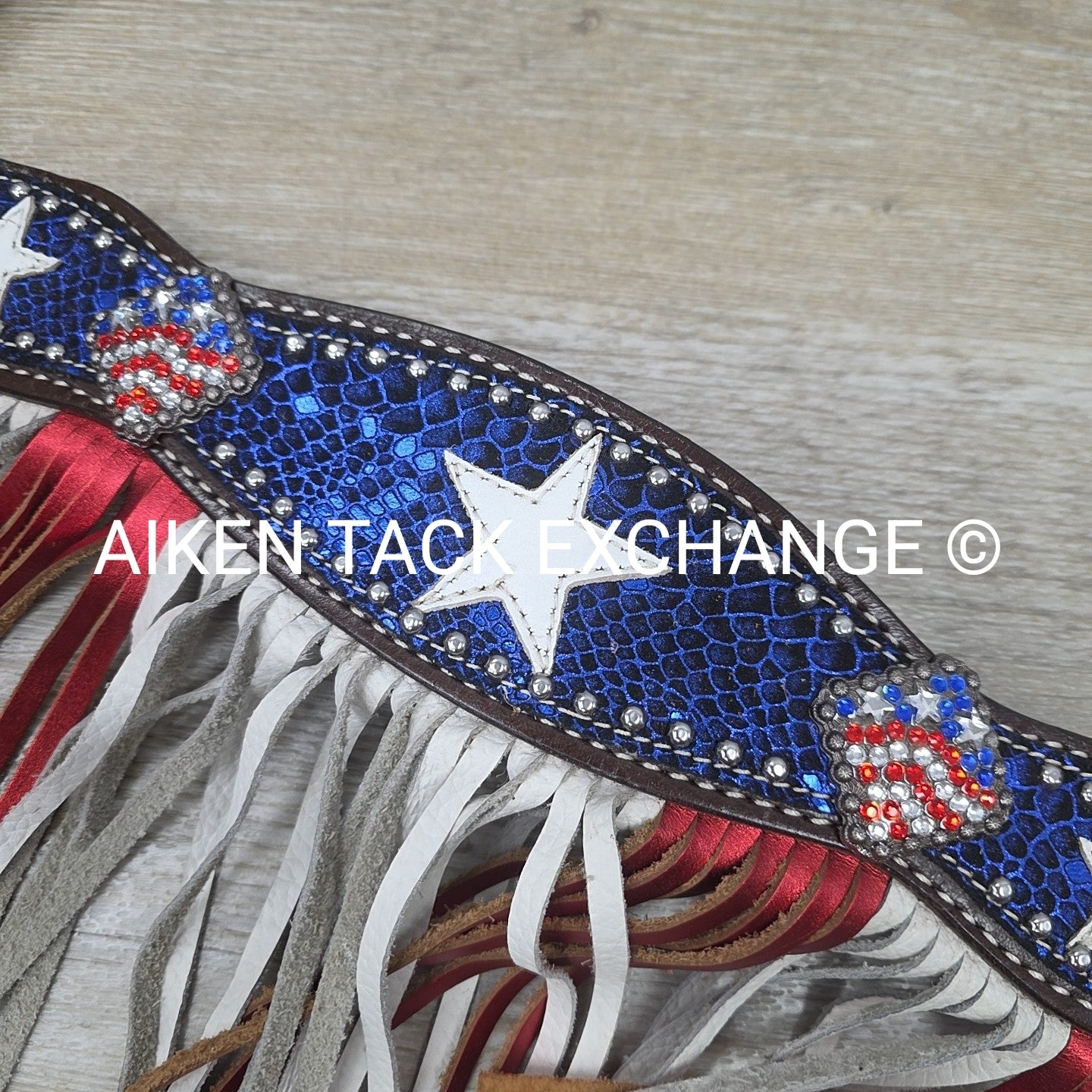 Showman Patriotic Fringe Headstall & Breast Collar Set, Size Full