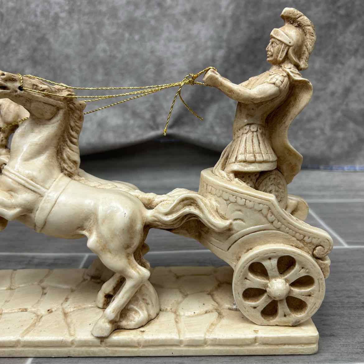 Roman Carriage Faux Marble Figurine