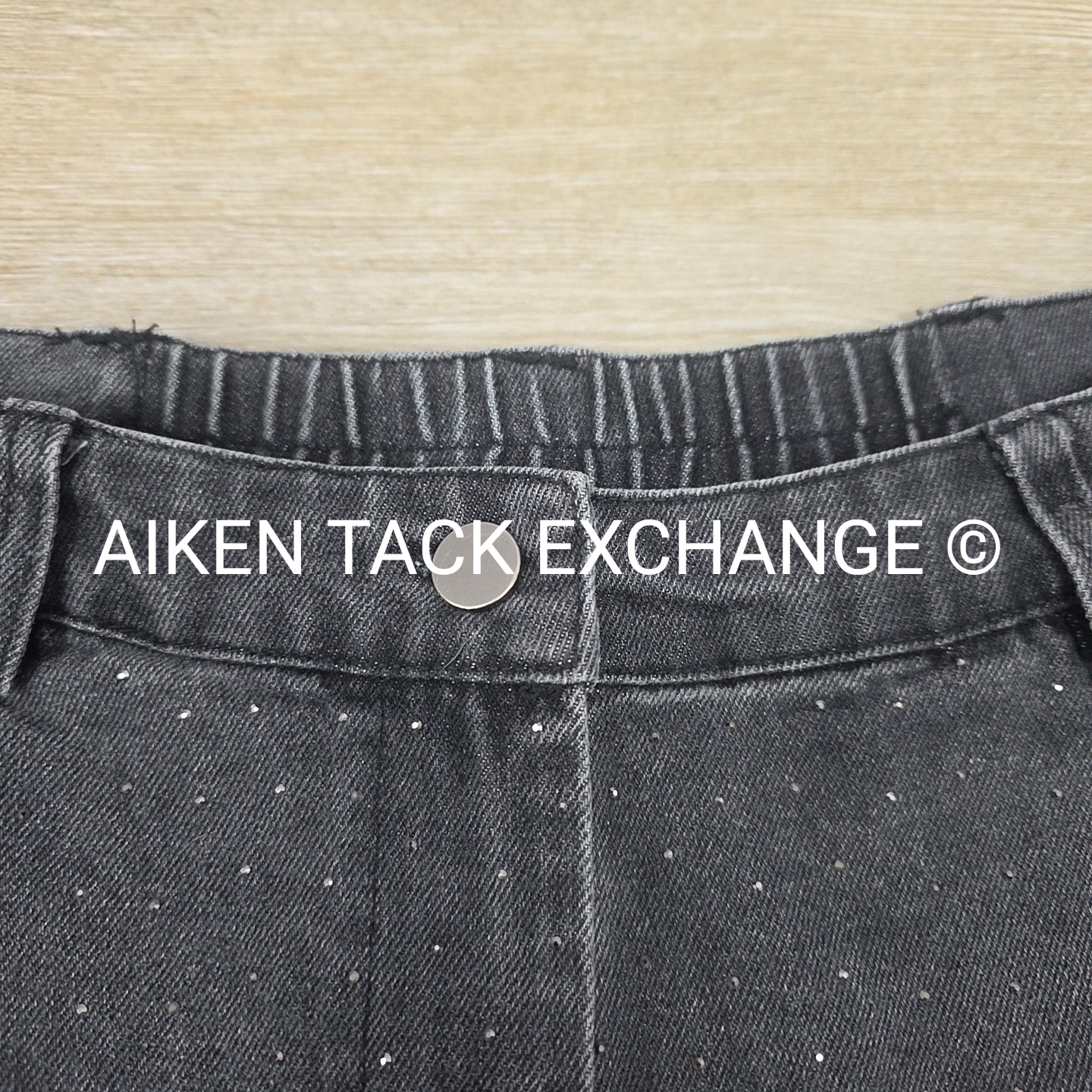 Skies Are Blue Elastic Waist Wide Leg Rhinestone Jeans, Women's Small