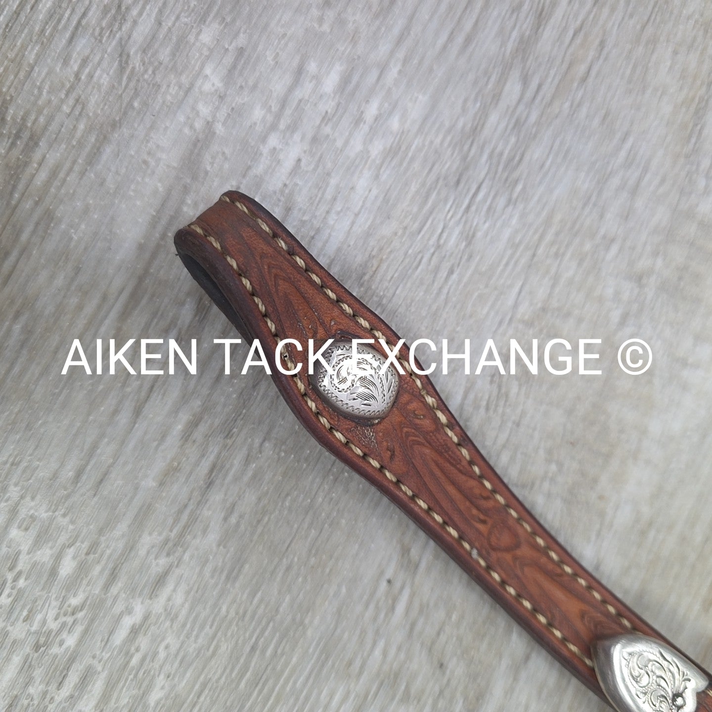 One Ear Silver Western Show Headstall, No Reins, Size Full