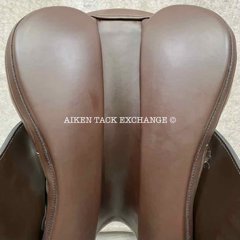 **SOLD** 2019 Custom Saddlery Monte Carlo Monoflap Jump Saddle, 17.5" Seat, Adjustable Tree, Wool Flocked Hybrid Panels