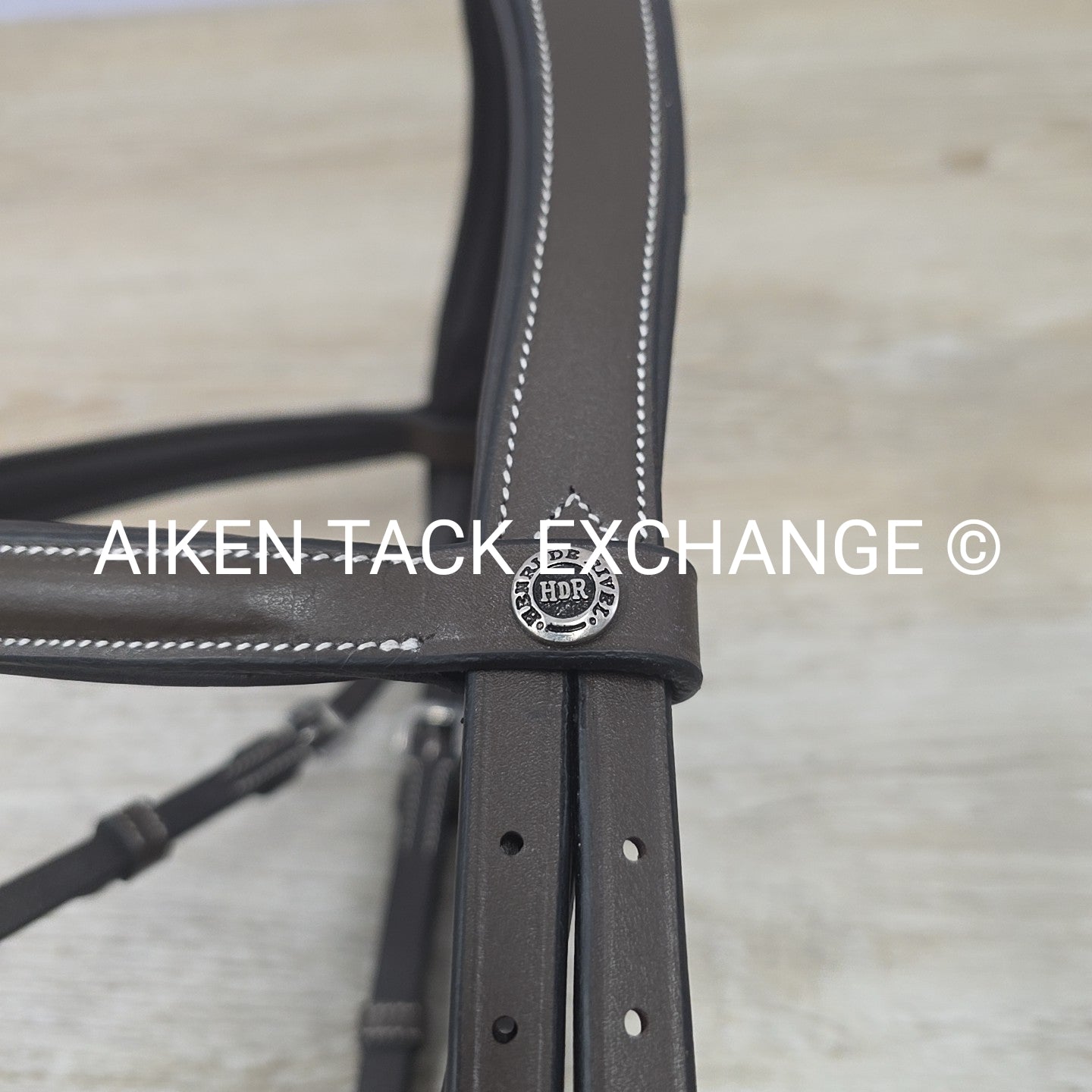 HDR Pro Mono Crown Flash Bridle with Rubber Reins, Havana, Size Full/Horse