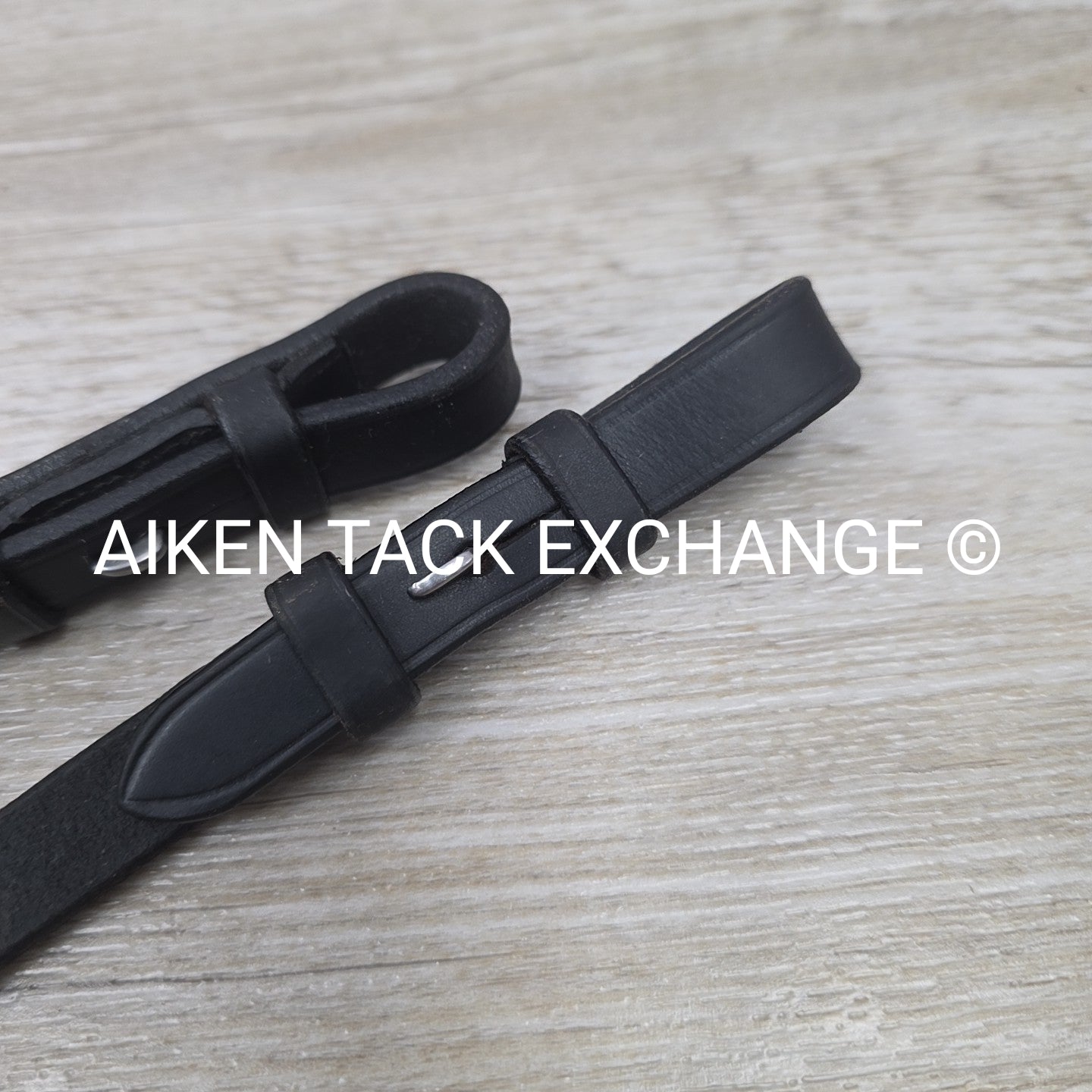 Leather Reins with Hand Stops, Black, 56"