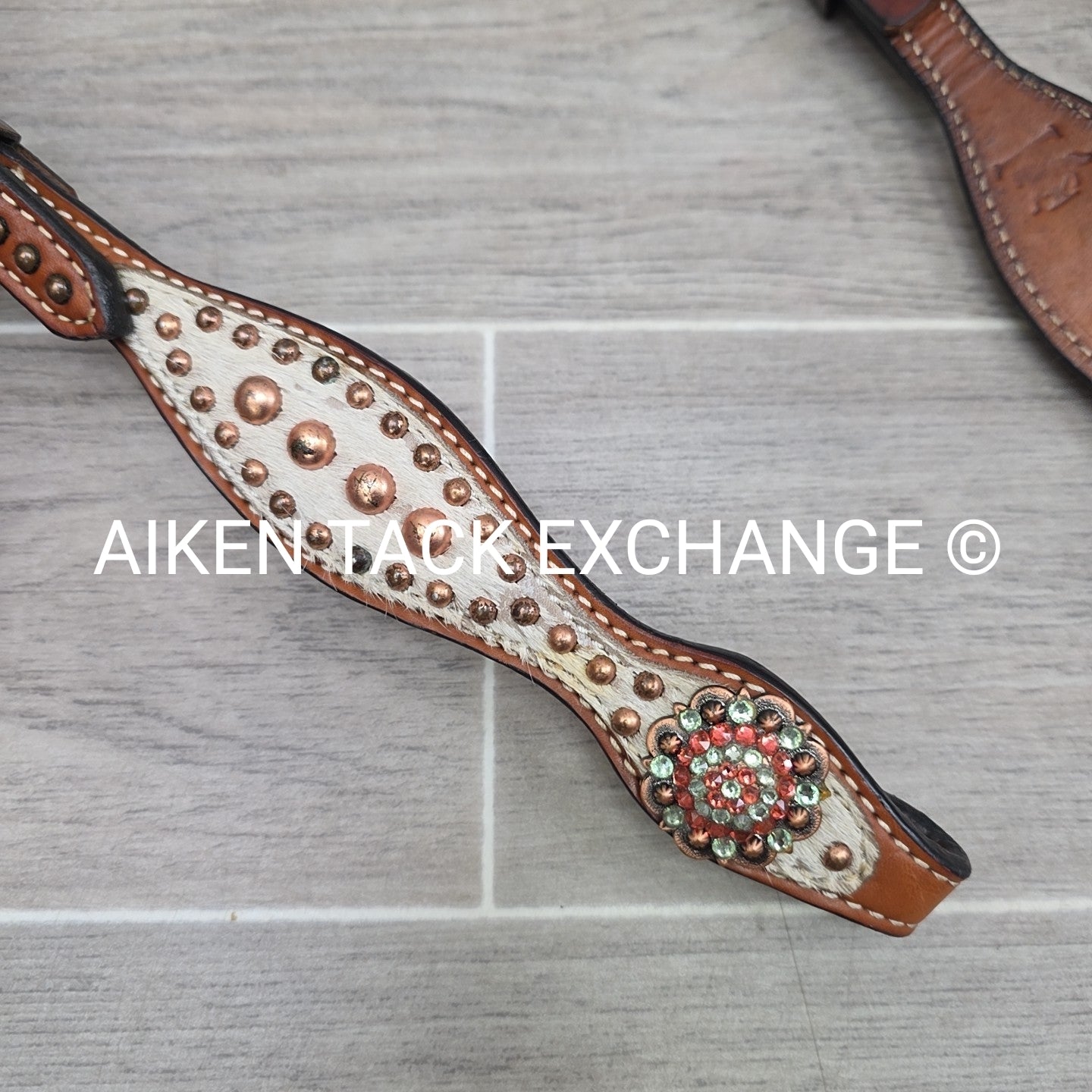 Cowhide One Ear Headstall with Matching Tie Down & Breastplate