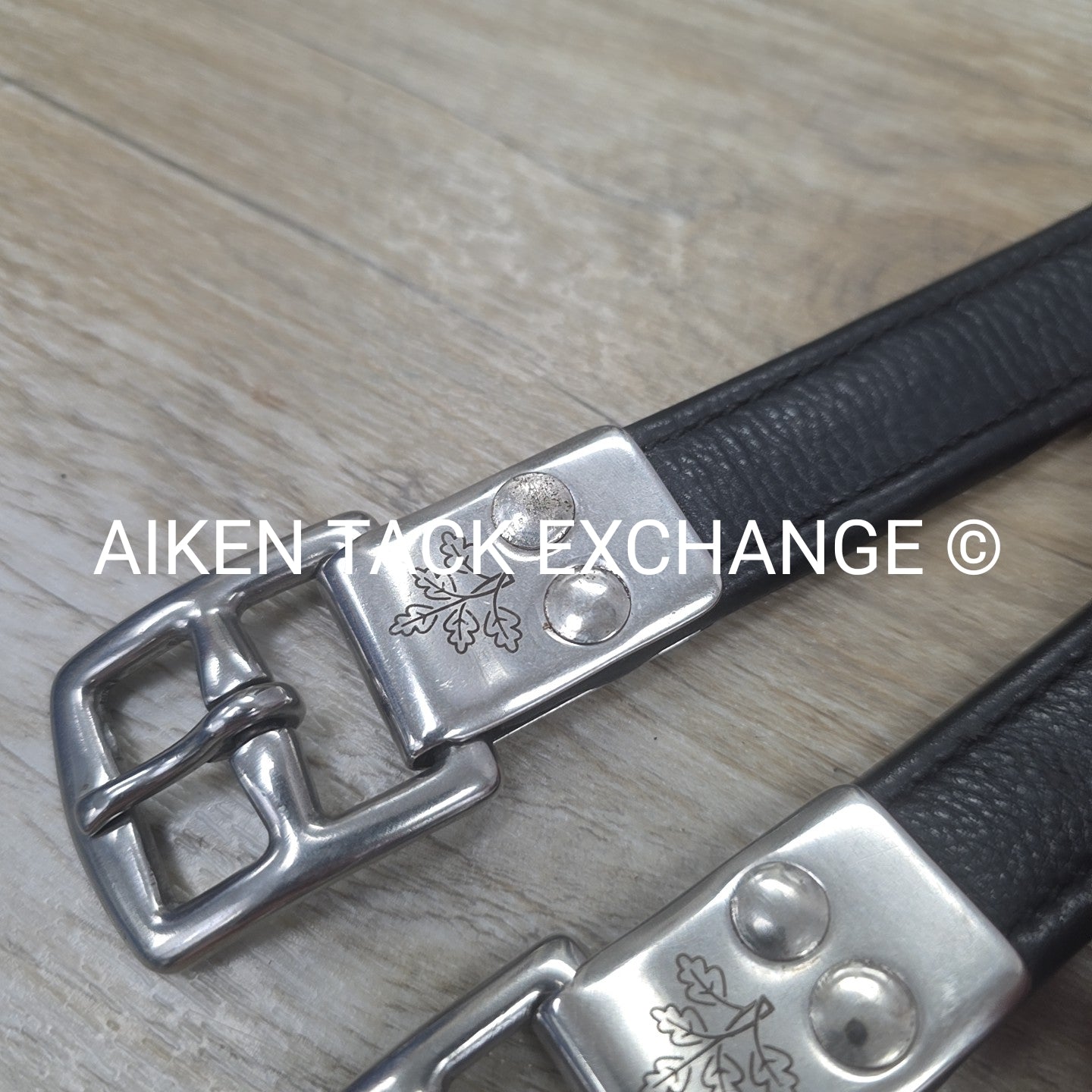 KL Select Black Oak Calf Lined Stirrup Leathers, Black, 54"