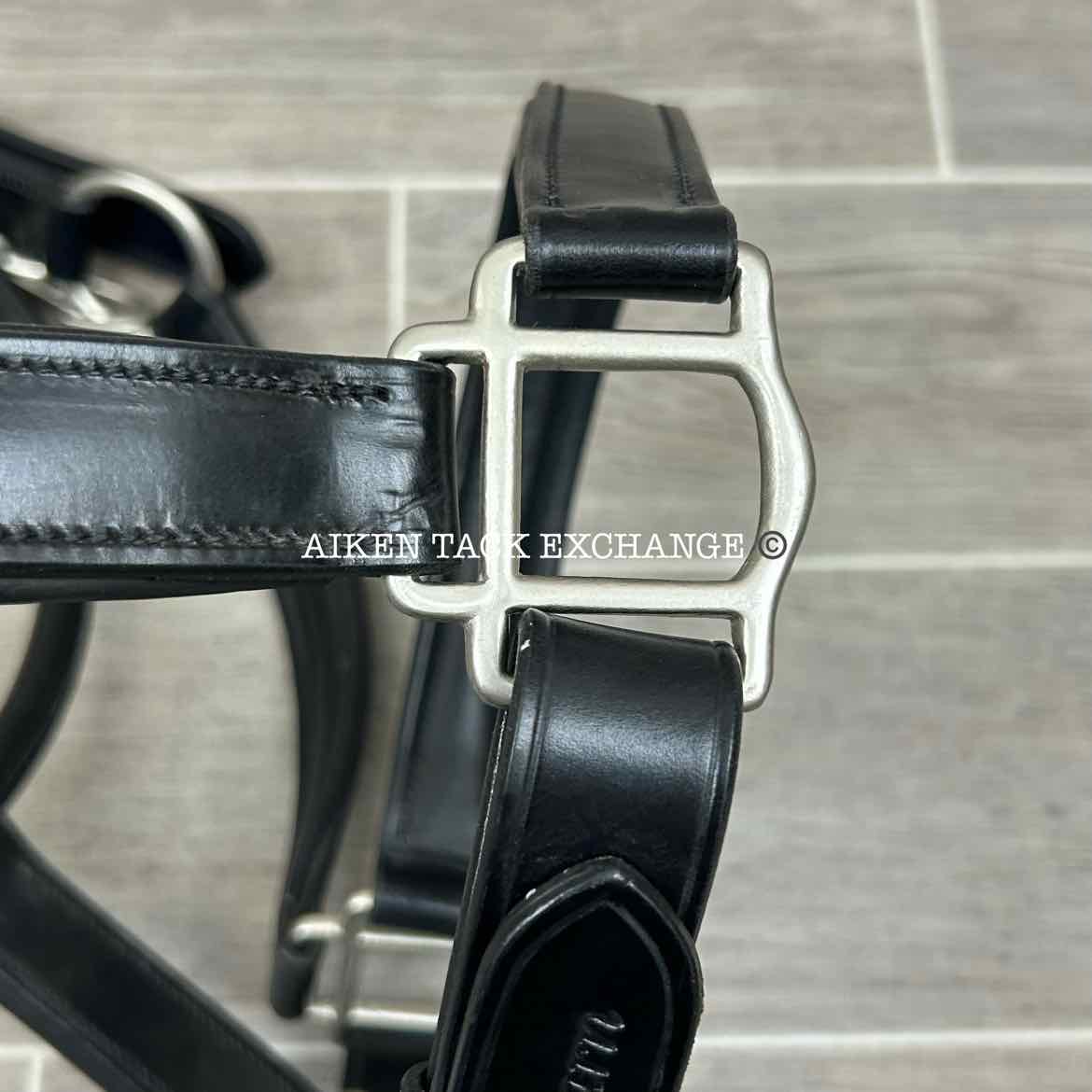 KL Select Red Barn Padded Leather Halter, Black/Nickel, Size Full