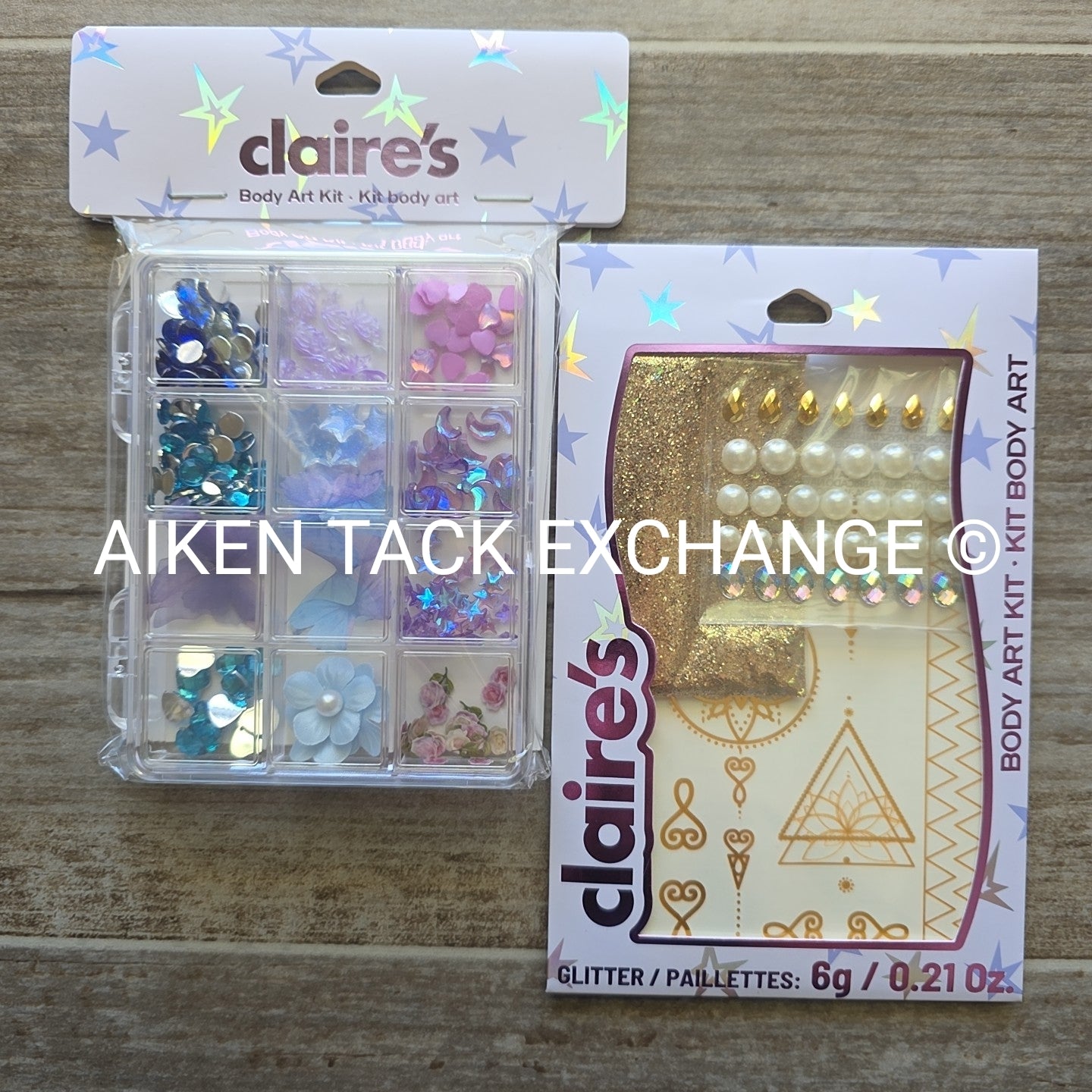 Claire's Body Art Sets - 1 Gem & Glitter Set, 1 Large Gem Set w/ Case