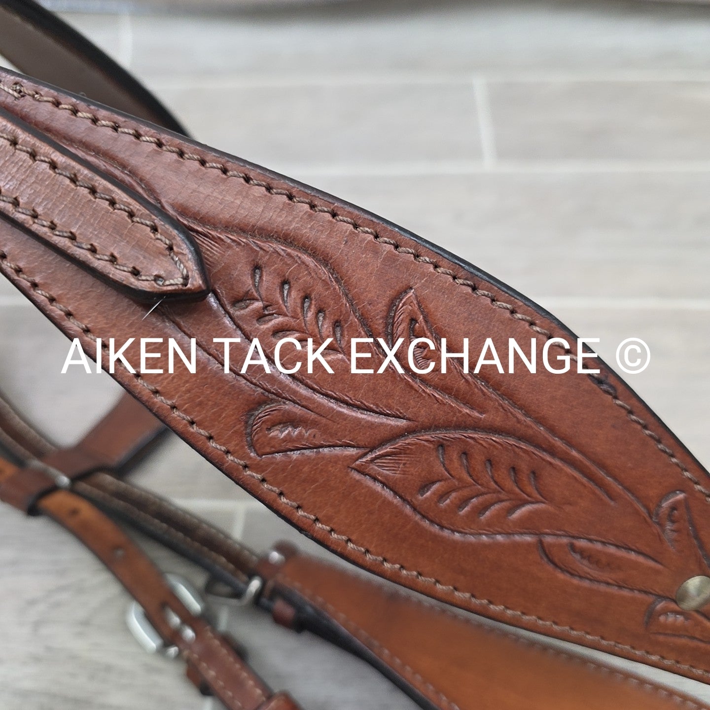Tooled Leather Western Bridle, Size Draft