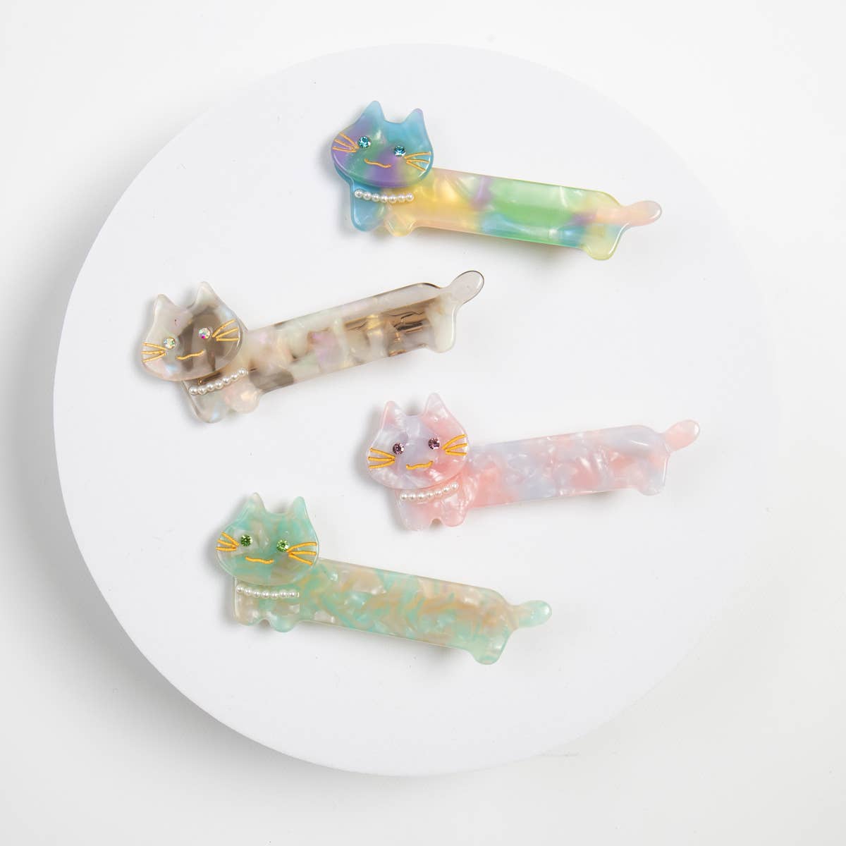 Acrylic Cat Hair Pin - Gray