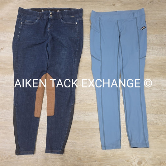 BARGAIN BUNDLE: Kerrits Icefil Tights & Knee Patch Denim Breeches, Size X-Large