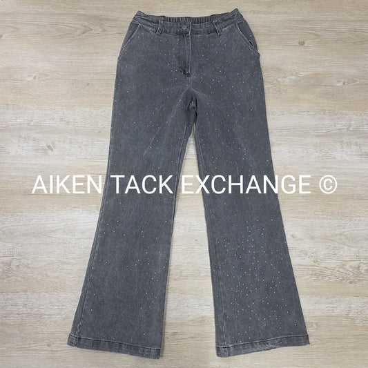 Skies Are Blue Elastic Waist Wide Leg Rhinestone Jeans, Women's Small