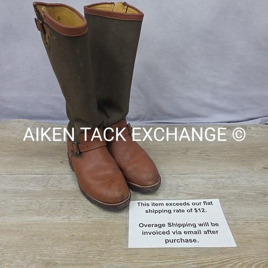 Chippewa Snake Proof Pull On Leather Buckle Boots, Size 8.5