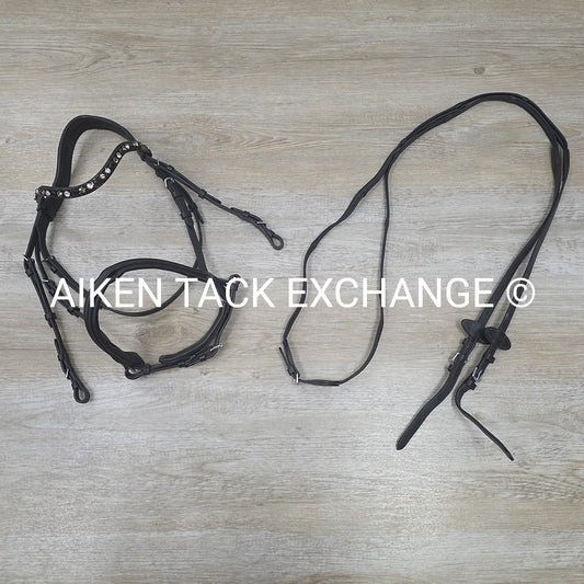 Kavalkade Dressage Bridle with Matching Reins, Missing Flash, Black, Size Full