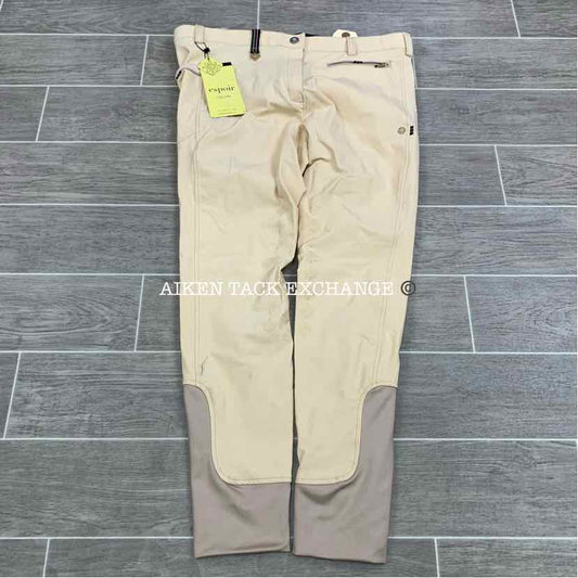 Espoir Equestrian Bamboo Silicone Grip Knee Patch Breeches, Size US 34 IT 48