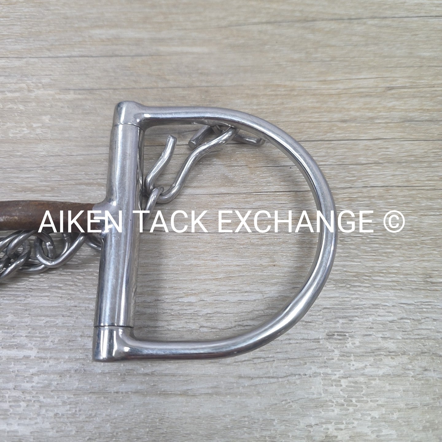 Single Joint Sweet Iron Copper Inlay D Ring Bit with Hooks & Curb Chain 5"