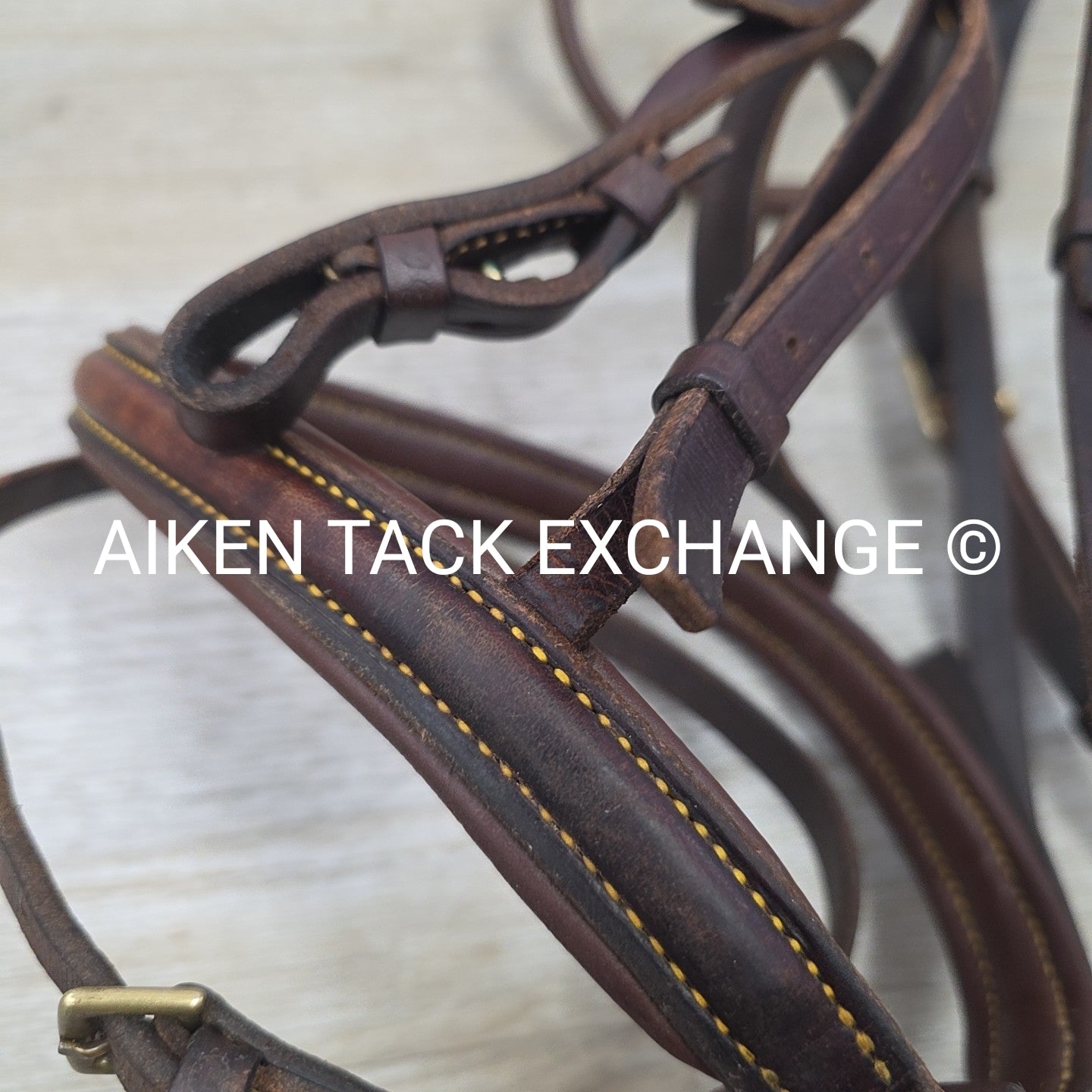 Stubben Plain Raised Flash Bridle with Matching Cotton Web Reins, Brown, Size Fu