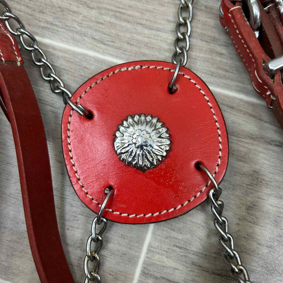 Baroque Style Bridle with Matching Reins, Red, Size Cob