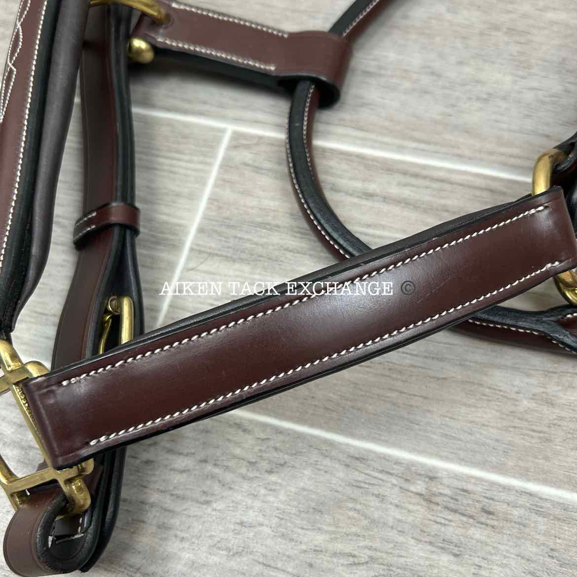 KL Select Red Barn Rachel Padded Leather Halter, Brown/Brass, Size Cob