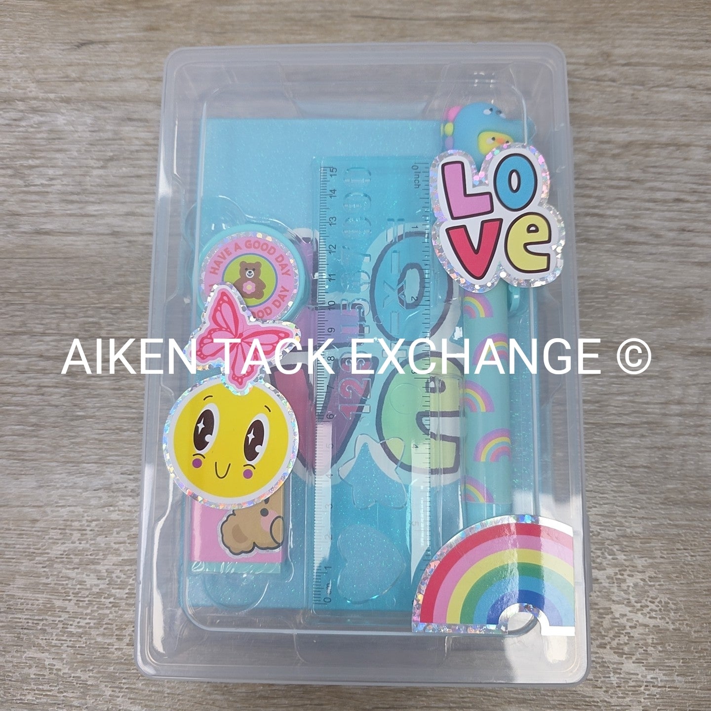 Claire's Stationery Set w/ Multicolor Pen, Ruler, Notebook, Eraser, Sharpener