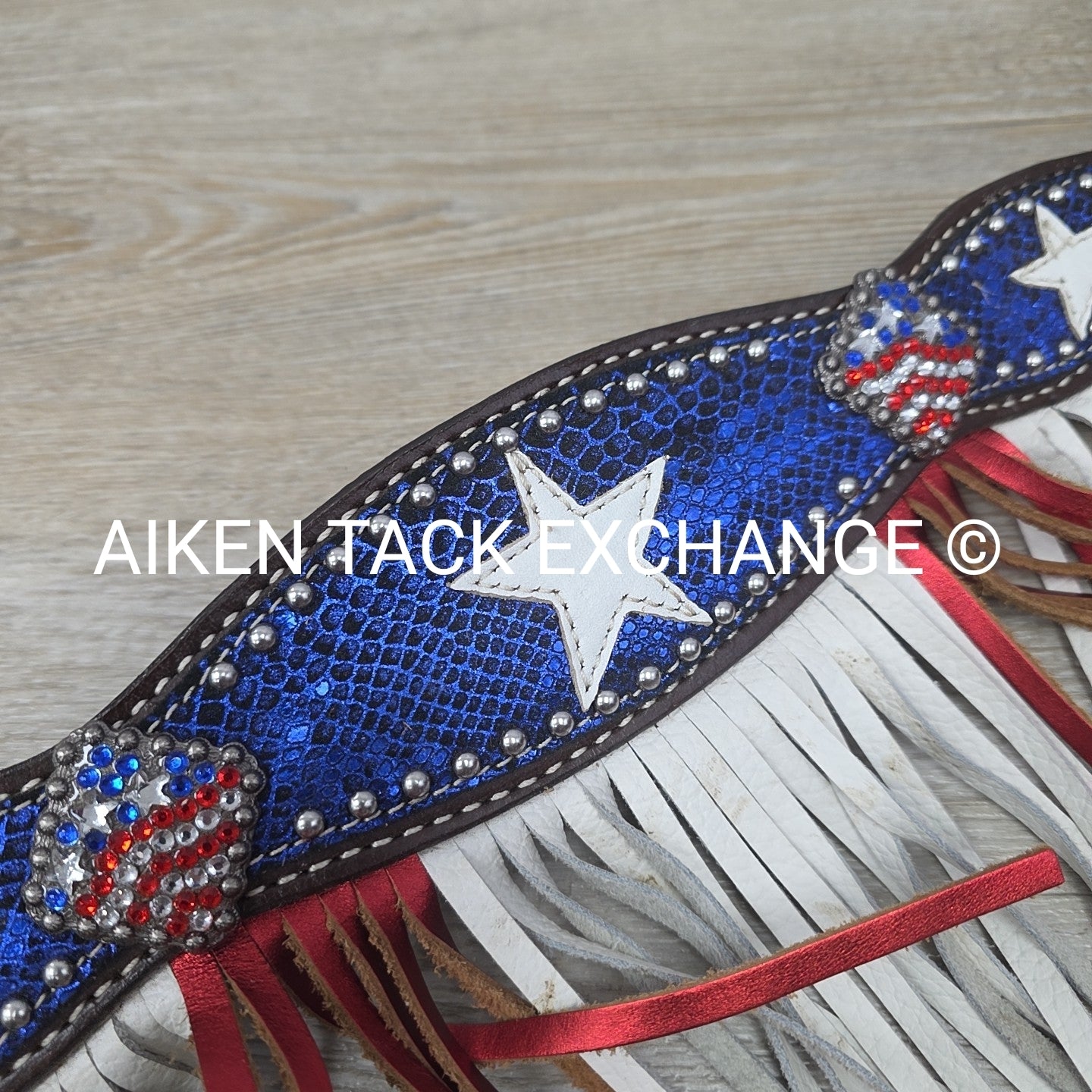 Showman Patriotic Fringe Headstall & Breast Collar Set, Size Full
