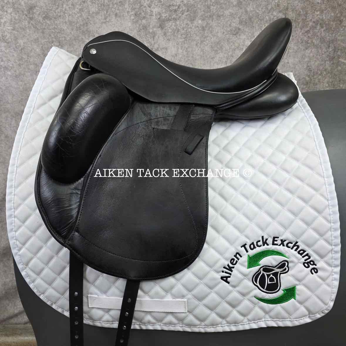 2015 Custom Saddlery Wolfgang Solo Monoflap Dressage Saddle, 17" Seat, Short Flap, Adjustable Tree, Wool Flocked Panels
