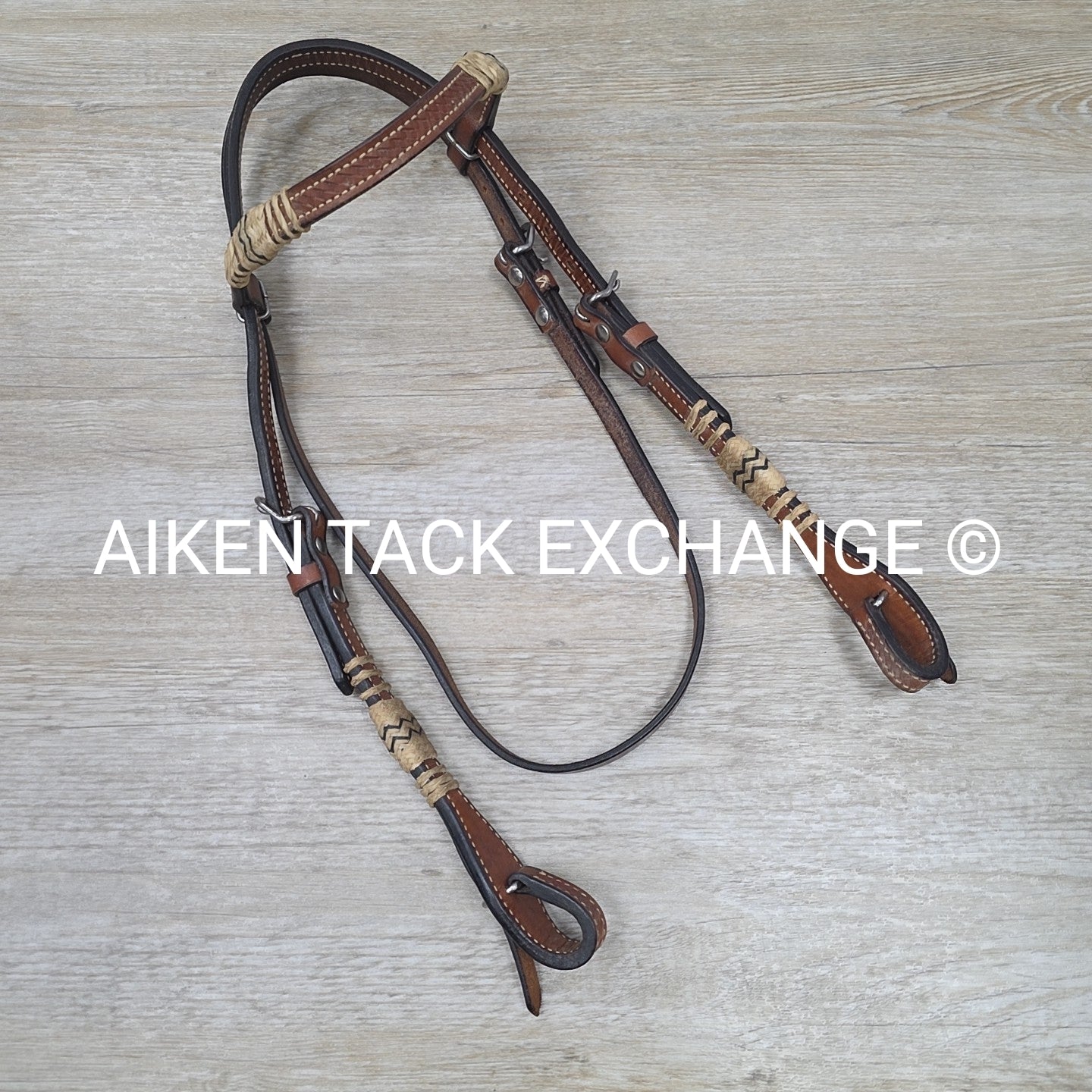 Sharp Browband Western Bridle, No Reins, Brown, Size Full
