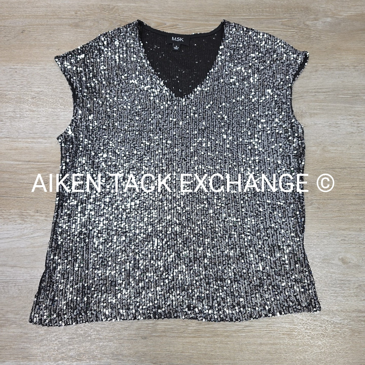 MSK Short Sleeve Sequin Blouse, Women's Small