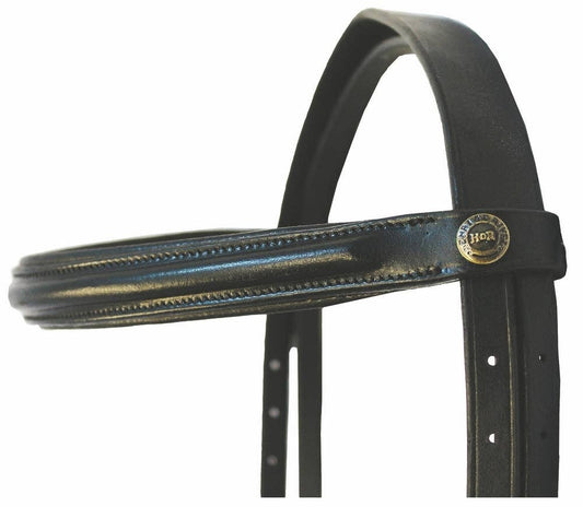 Henri de Rivel Pro Padded Dressage Bridle with Web Reins: Black/Black / Cob
