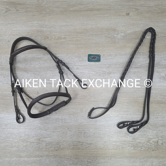 HDR Advantage Mono Crown Padded Bridle with Reins, Havana, Size Cob