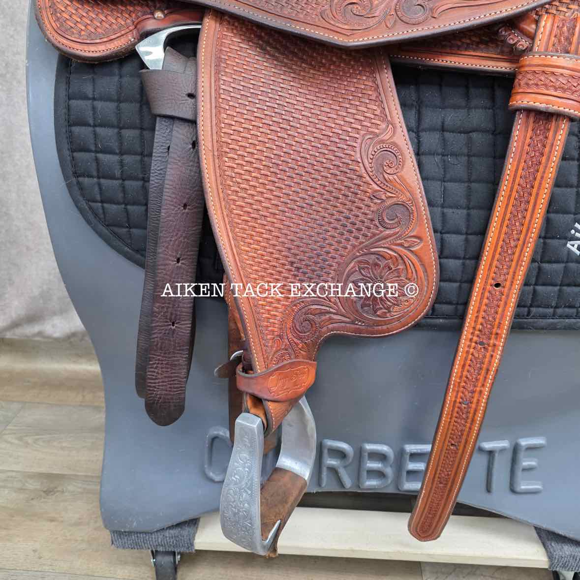 Jerry Shaw Western Saddle, 16.5" Seat, Wide Tree - Full QH Bars