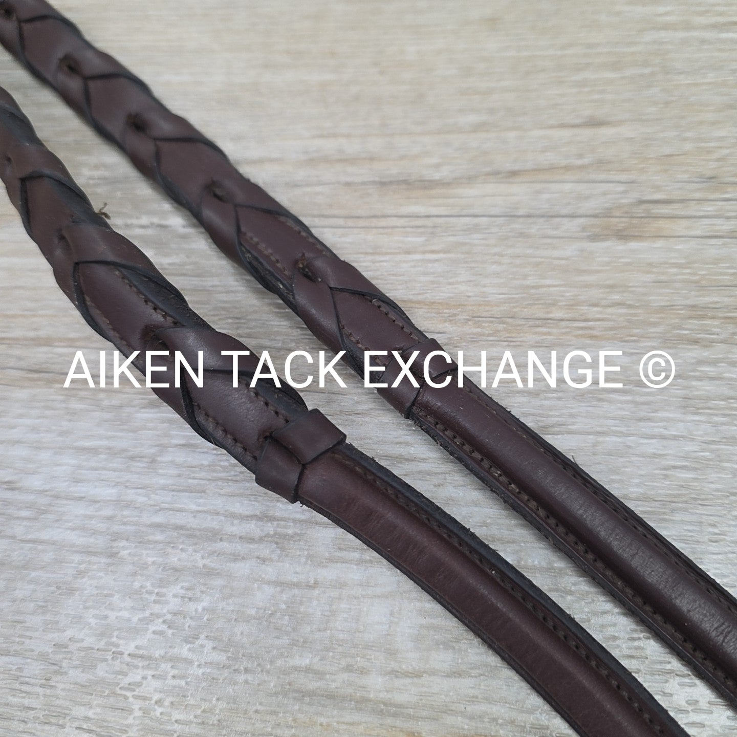 Plain Square Raised Bridle with Matching Laced Reins, Brown, Size Full