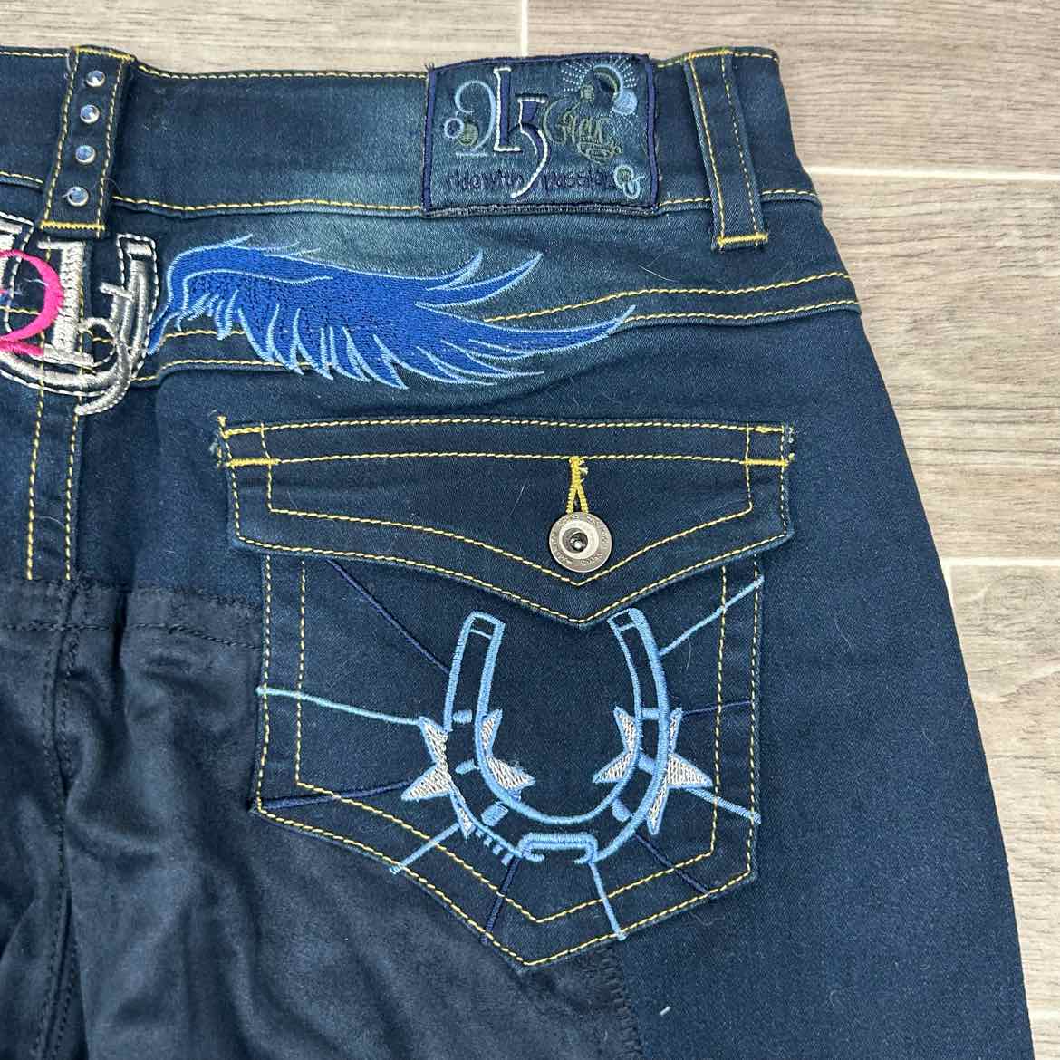 2kGrey Denim Full Seat Breeches, Size 34