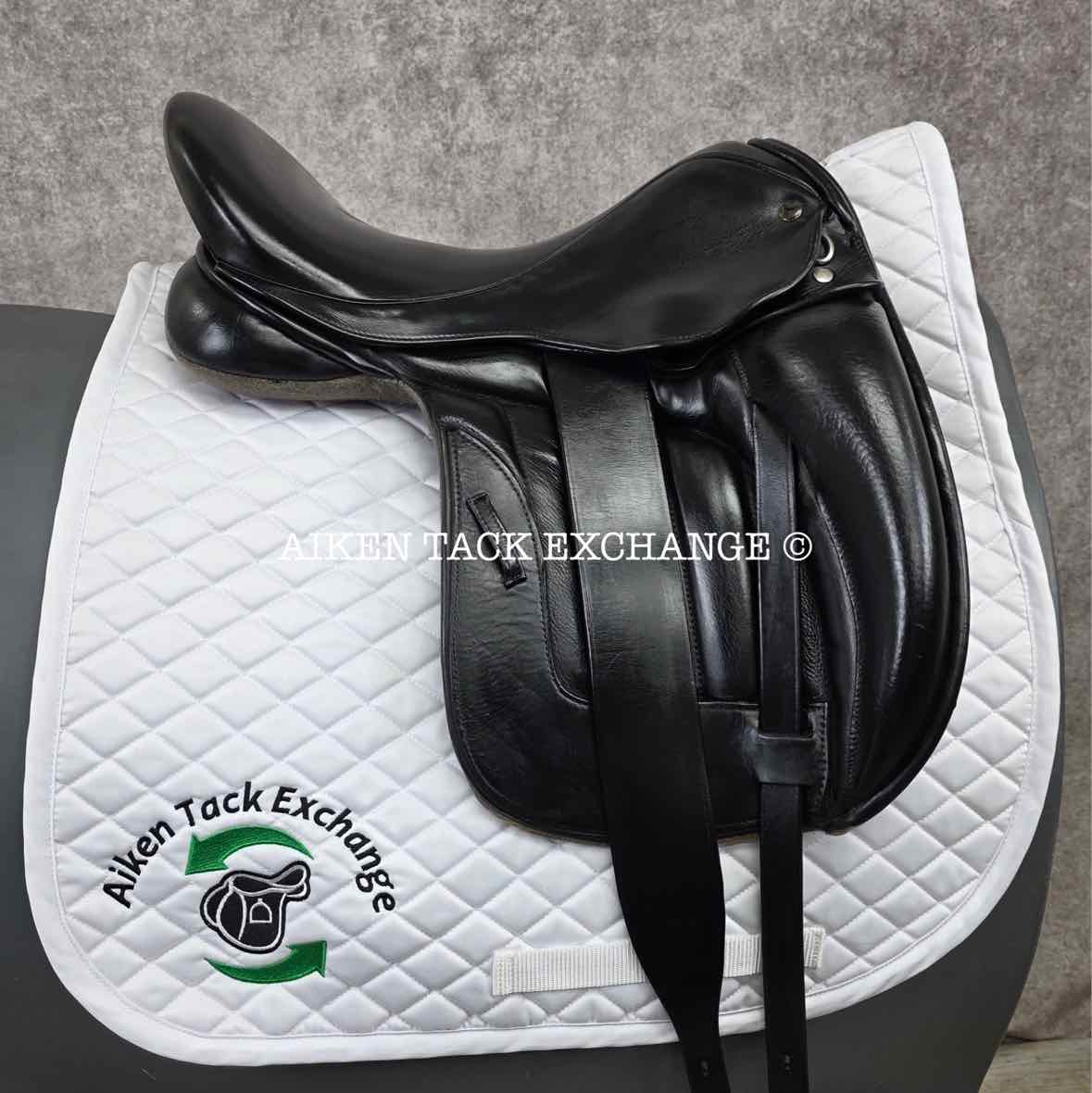 2011 Black Country Vinici Monoflap Dressage Saddle, 17.5" Seat, Medium Wide Tree, Wool Flocked Serge Panels