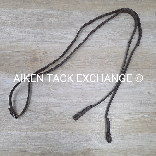 KL Select Red Barn Fancy Stitched Laced Reins, Brown, 54"